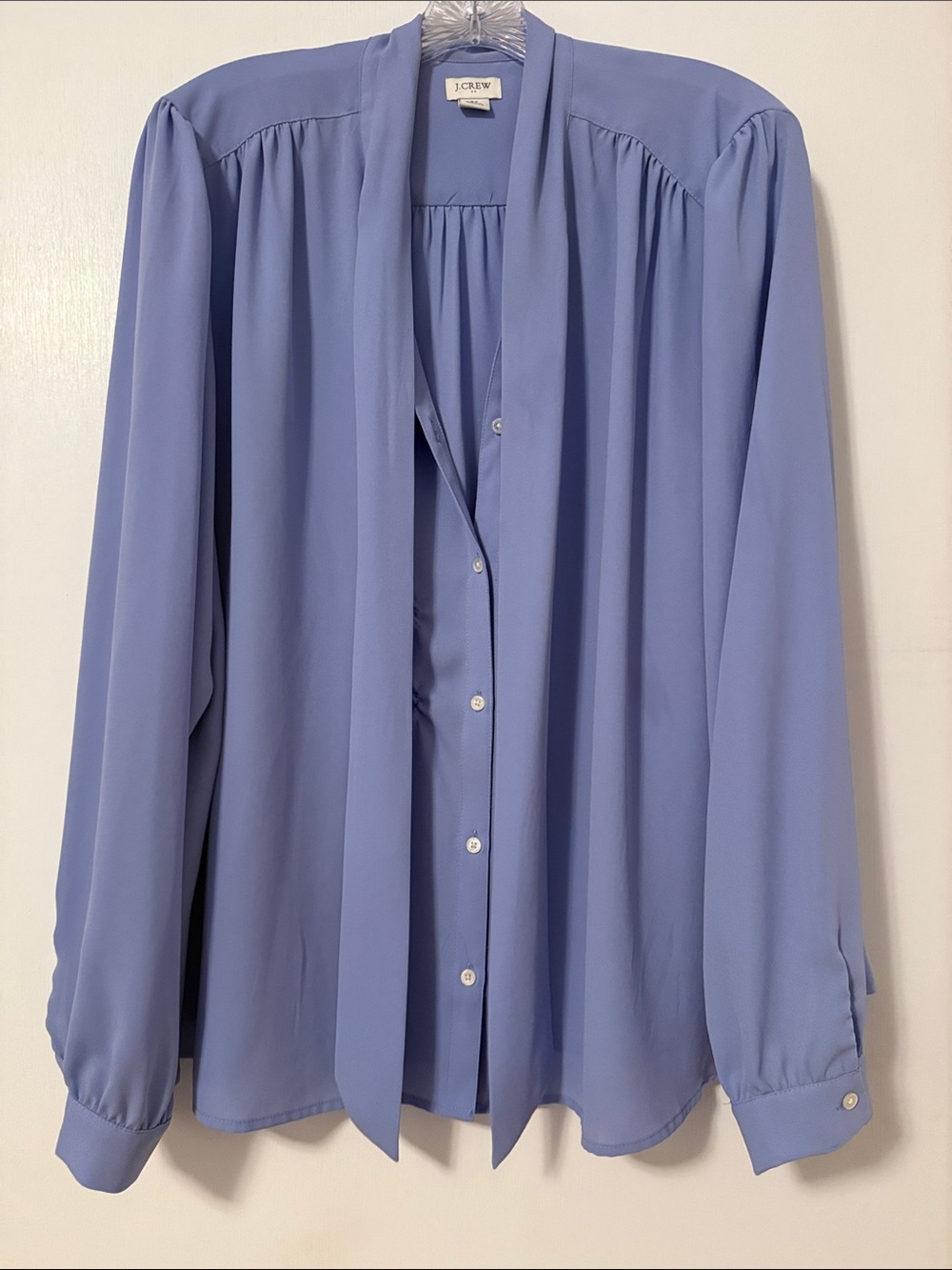 J. Crew Lavender Tie-Neck Bow Blouse 3X Plus Purple Prep Work Business Button Up